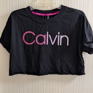 Calvin Klein Women's Black Performance Short Sleeve Cropped Tee Size S